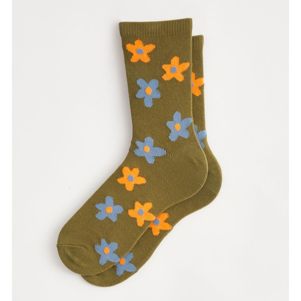 Newflower Pattern Crew Sock
